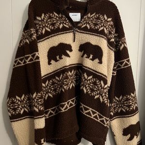 Old Navy Brown Fair Isle Quarter Zip Sweater